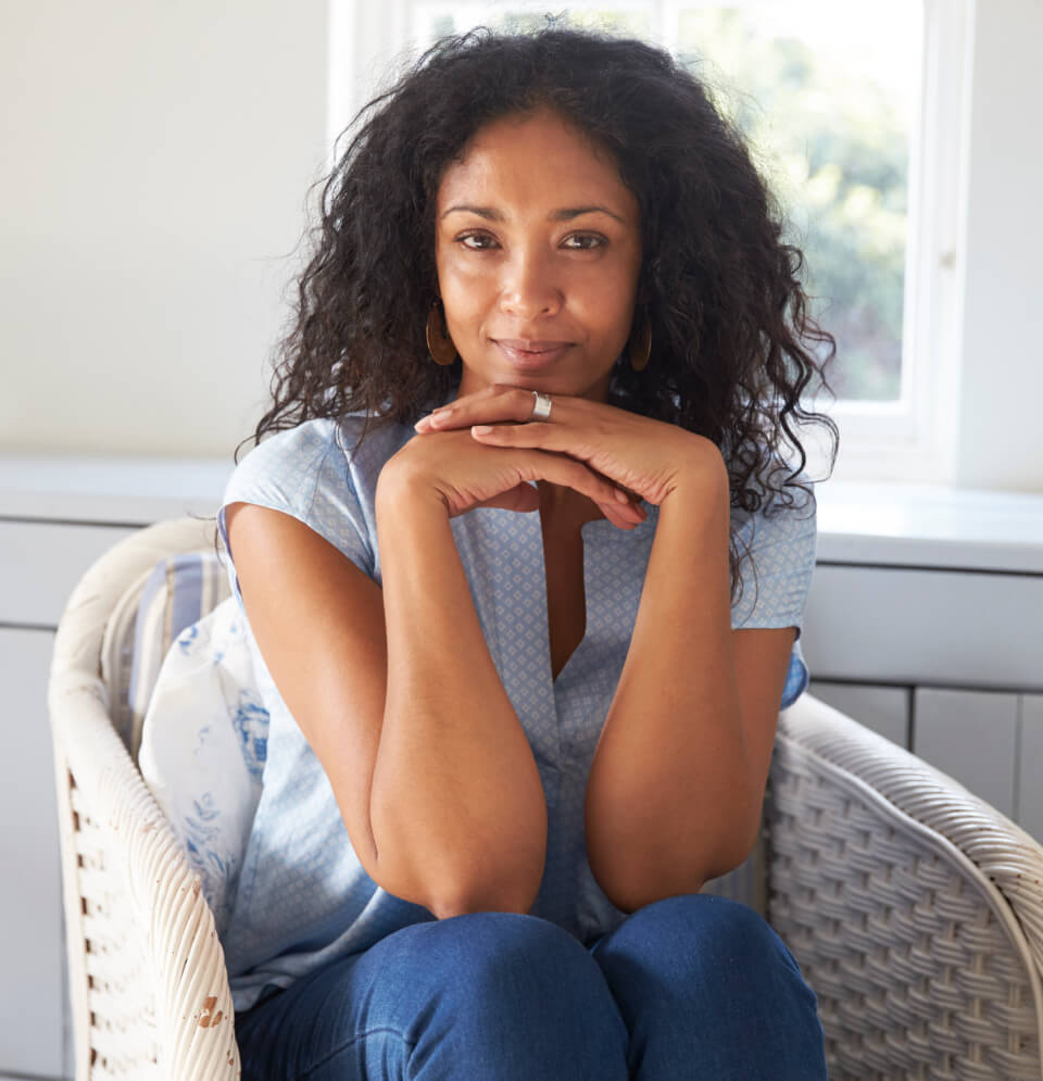 woman slightly smiling