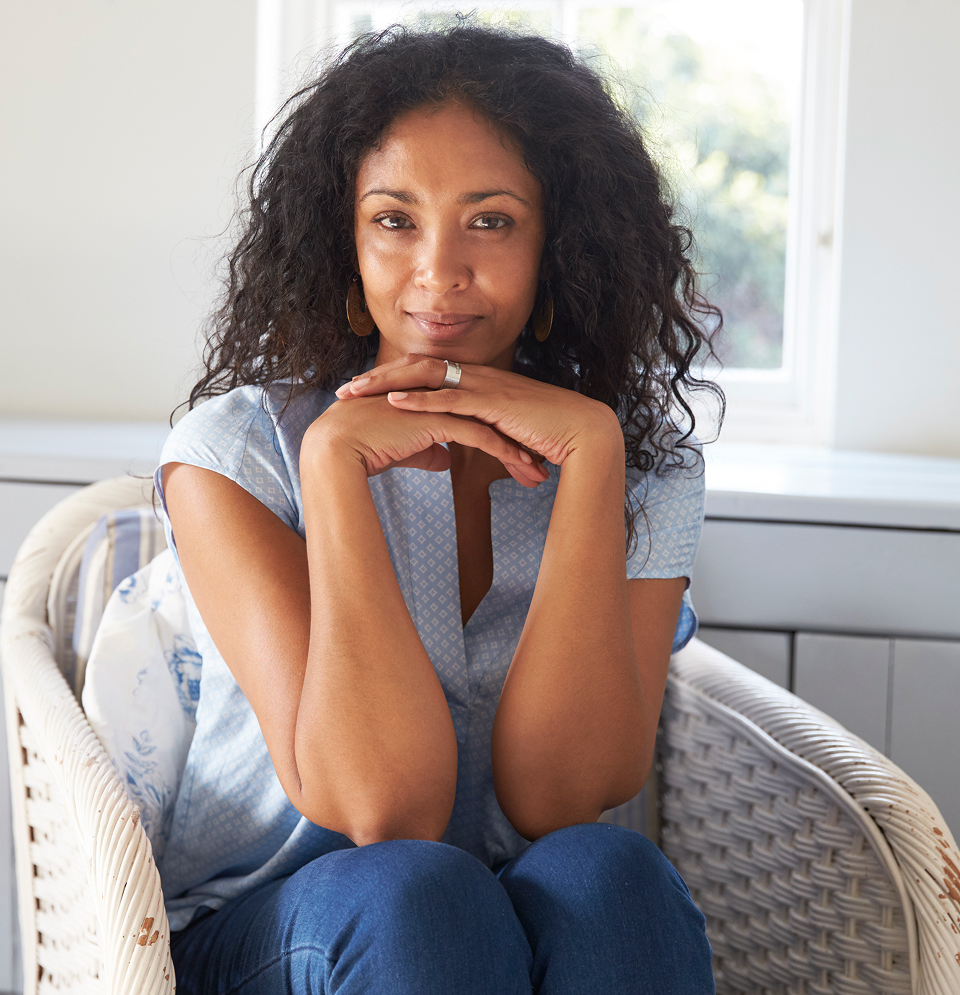 woman slightly smiling